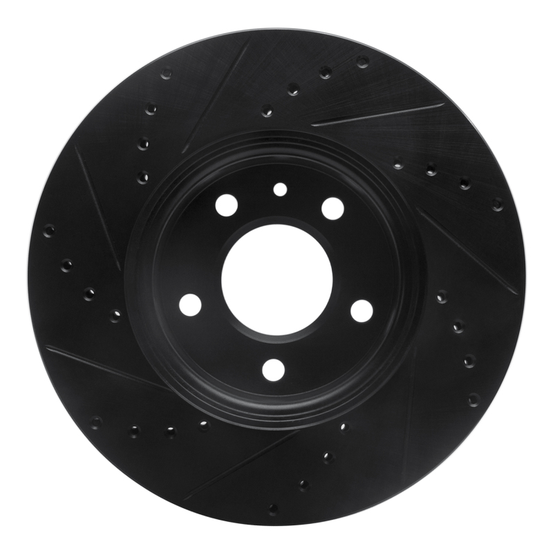 Cadillac CT4 Brake Rotor (1) - Front Right - R1 Concepts - Drilled & Slotted - Black - `13-`25